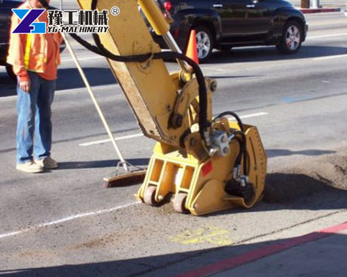 Excavator Mounted Milling Drum In Operation