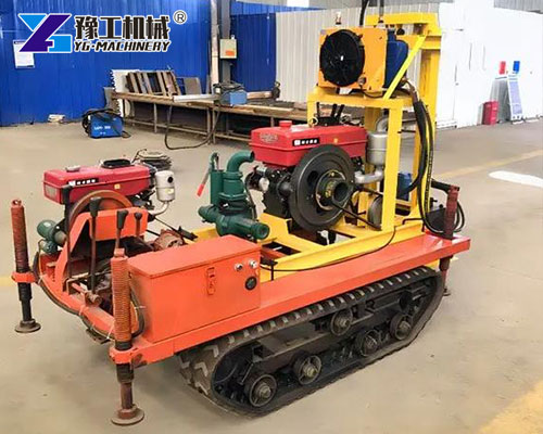 Crawler rig drilling in rough terrain