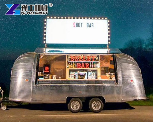 Custom cocktail trailer with illuminated branding