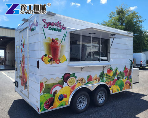 Custom smoothie trailer parked at festival
