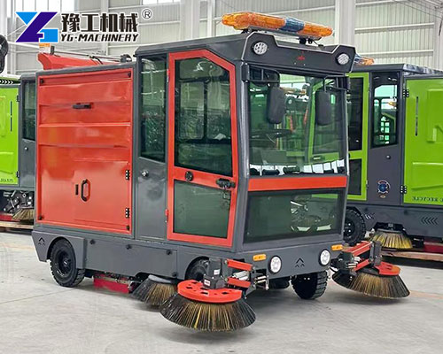 Electric floor sweeper cleaning large warehouse