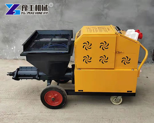 Exterior rendering sprayer machine at work