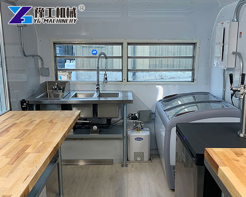 Inside view of mobile smoothie trailer