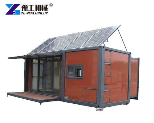 Off-grid container house with solar
