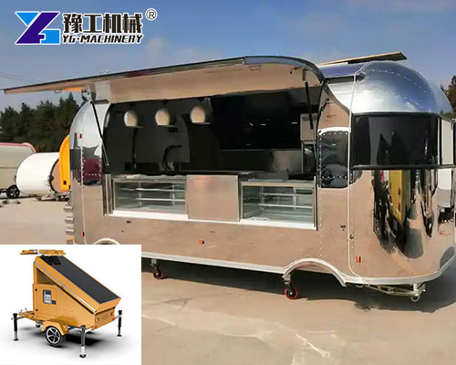 Solar-powered coffee trailer setup