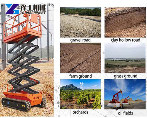 All-terrain scissor lift working in desert area