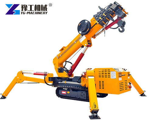 Crawler Spider Crane on Snowy Construction Site