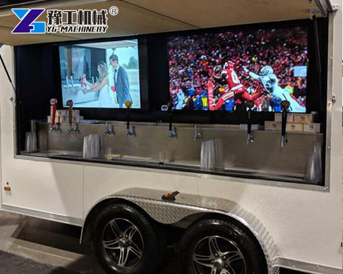 Custom beer trailer serving drinks at sports event