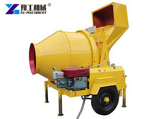 Diesel Concrete Mixer Working on Construction Site