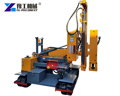 Diesel powered pile driver for solar farm