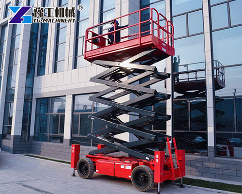 Diesel powered scissor lift in outdoor project