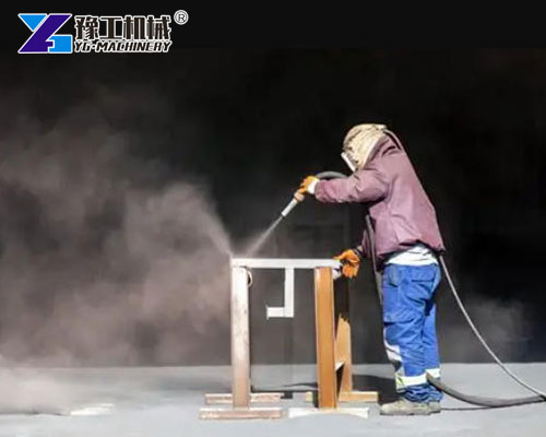 Eco-friendly sandblasting machine on job site