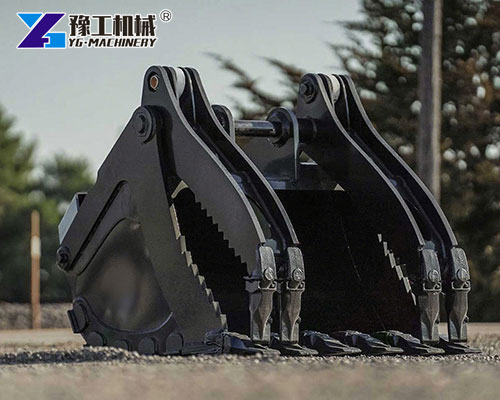 Excavator bucket with wide jaw grapple design