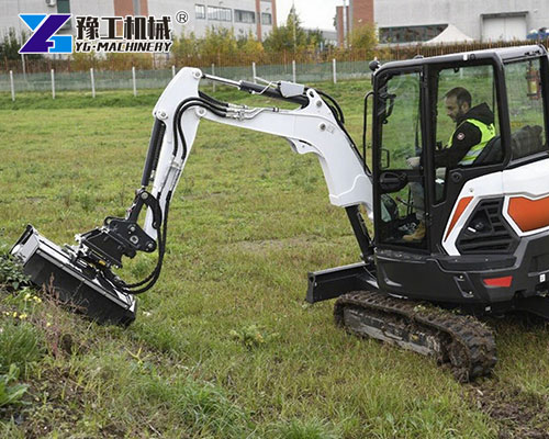 Excavator Equipped with Digger Flail Mower