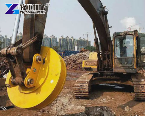 Excavator magnet for sale installed on digger