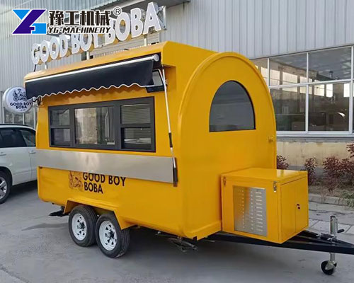 Food trailer for bubble tea with branding