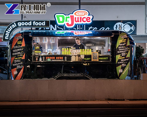 Fresh juice food trailer with commercial juicers