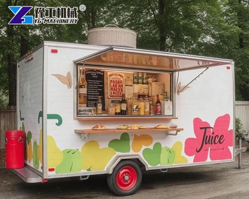 Fresh juice trailer with built-in sinks