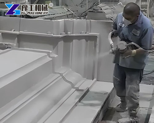 GFRC wall panel spray machine in use