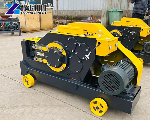 Heavy duty rebar cutter in fabrication shop