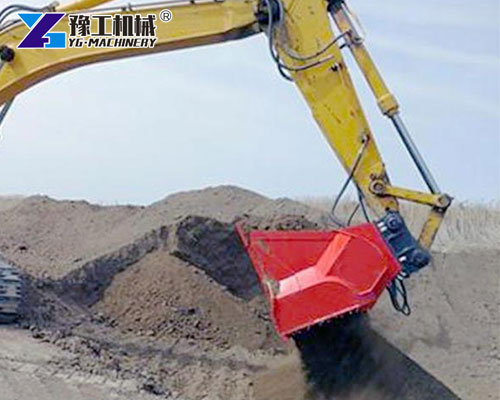 Hydraulic rock screening bucket for excavator