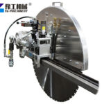 Hydraulic wall saw cutting reinforced concrete