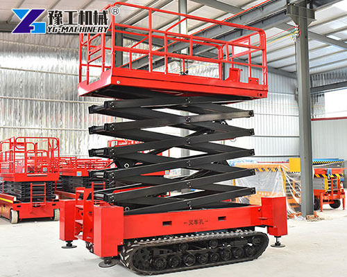 Scissor lift with safety railing and guardrails