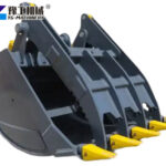 Scrap handling bucket with multi tine grapple claws