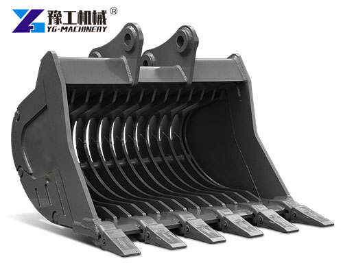 Skeleton bucket for excavator screening rocks