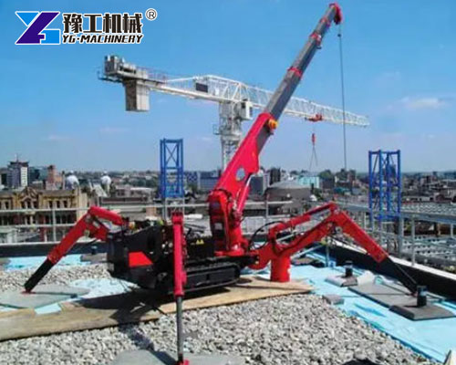 Spider crane outriggers set on uneven floor