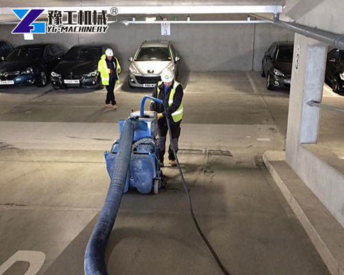 Concrete shot blaster for parking lot