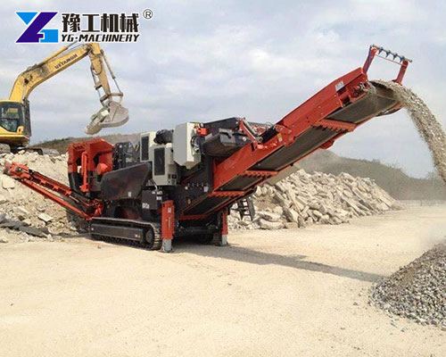 Crawler type mobile jaw crusher operation