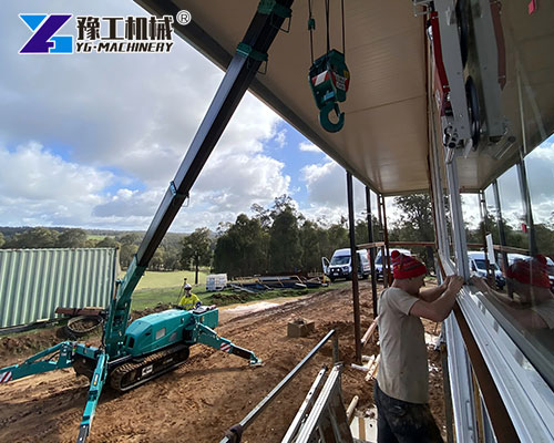Glass installation spider crane handling large window
