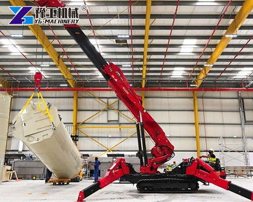 Hydraulic compact spider crane lifting heavy materials