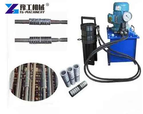 Hydraulic rebar press machine with steel coupler connection