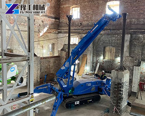 Mini spider crane UK at historic renovation site
