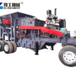 Mobile jaw crusher crushing granite stone