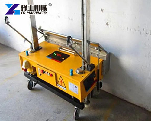 Portable cement plastering machine in action