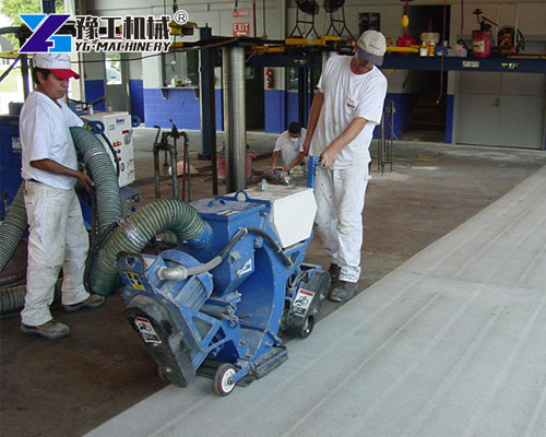 Shot blasting concrete floor before epoxy coating
