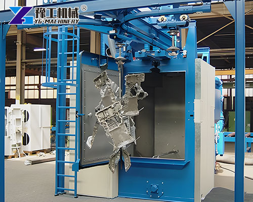 Surface treatment using hook shot blasting machine