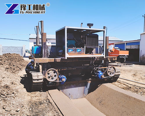 Compact slipform curb machine in road project