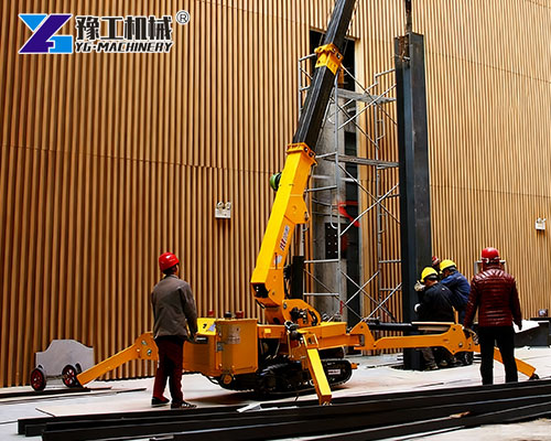 Crawler spider crane lifting heavy materials