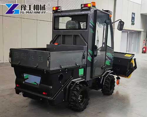 Electric Sidewalk Snow Sweeper Working Outdoors