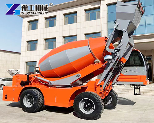 High-efficiency self-loading mixer truck at construction site