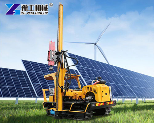 Hydraulic solar pile driver for efficient piling