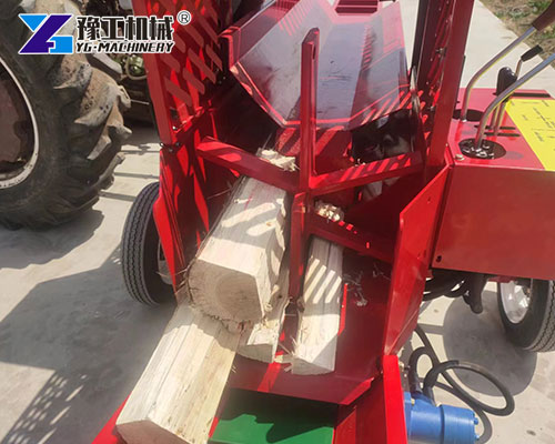 log splitter machine processing hardwood logs