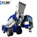 Mobile concrete mixer truck with rotating drum