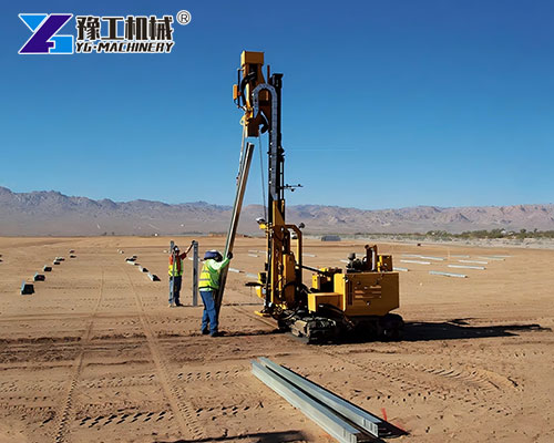 Photovoltaic pile driver for large-scale solar projects