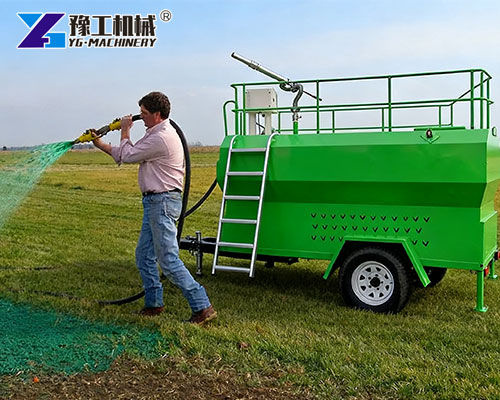 Tow behind hydroseeder for highway project