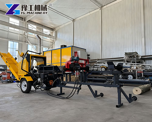 10-ton electric log splitter machine working